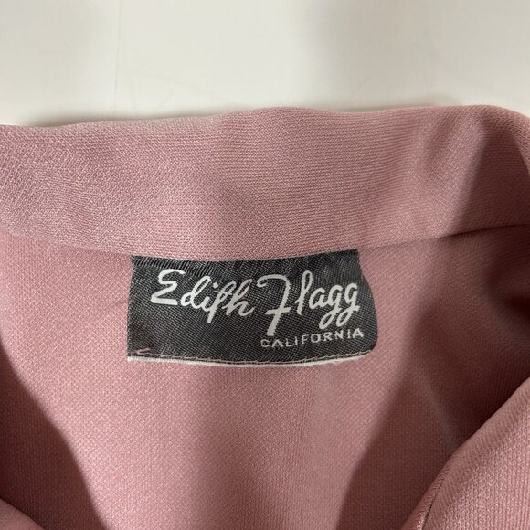Vtg 60’s 2pc Edith Flagg California Pink A-line Midi Dress & Jacket Belted Sz L - Picture 6 of 13